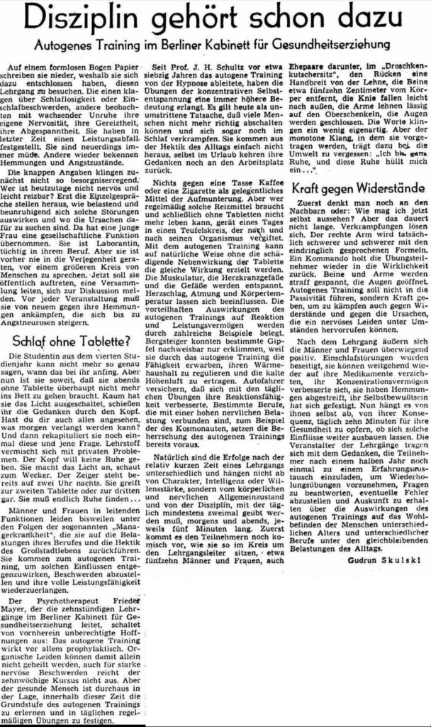 Disziplin gehört schon dazu, Neue Zeit, 23.03.1974, Gudrun Skulski. © Alle Rechte vorbehalten. Frankfurter Allgemeine Zeitung GmbH, Frankfurt. Zur Verfügung gestellt vom Frankfurter Allgemeine Archiv.