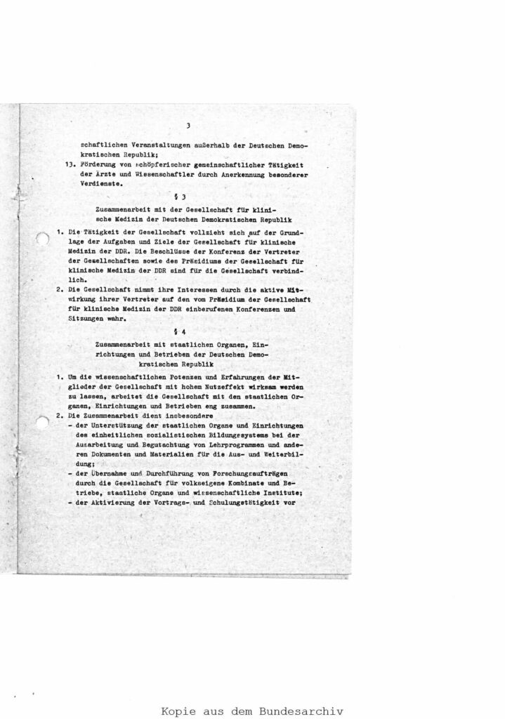 (4) Statut der Gesellschaft für ärztliche Psychotherapie der DDR aus dem Jahr 1988. BArch, DQ 123/10.