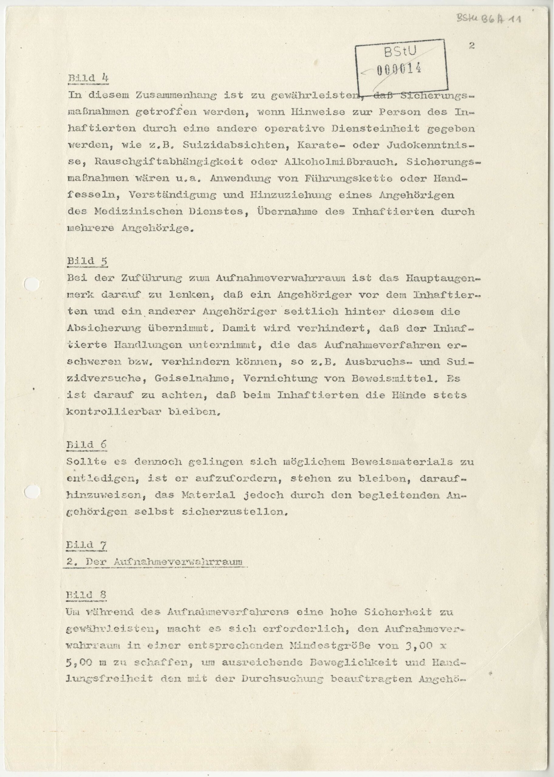 Schulungsmaterial des MfS, Abteilung XIV, zu Abläufen in den Untersuchungshaftanstalten der Staatssicherheit, 1967. (BArch, MfS, Abt. XIV, Fo 69, Blatt 1, 13, 18 /Erices).