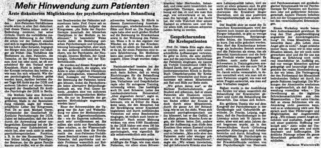 Mehr Hinwendung zum Patienten, Neue Zeit, 25.01.1989, Marianne Waterstradt. © Alle Rechte vorbehalten. Frankfurter Allgemeine Zeitung GmbH, Frankfurt. Zur Verfügung gestellt vom Frankfurter Allgemeine Archiv.